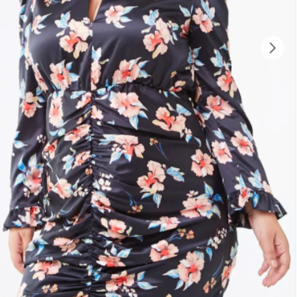 F21Floral Dress with Ruching
